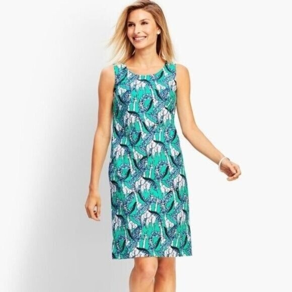 Talbots Giraffe Print Sleeveless Shift Dress 6 - Picture 1 of 6